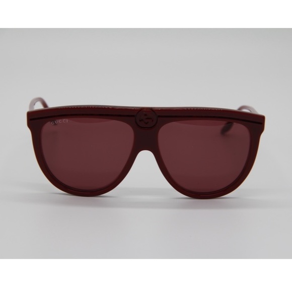 NEW GG0732S 003 UNISEX SHIELD SUNGLASSES GUCCI GG0732S BURGUNDY - Picture 2 of 13
